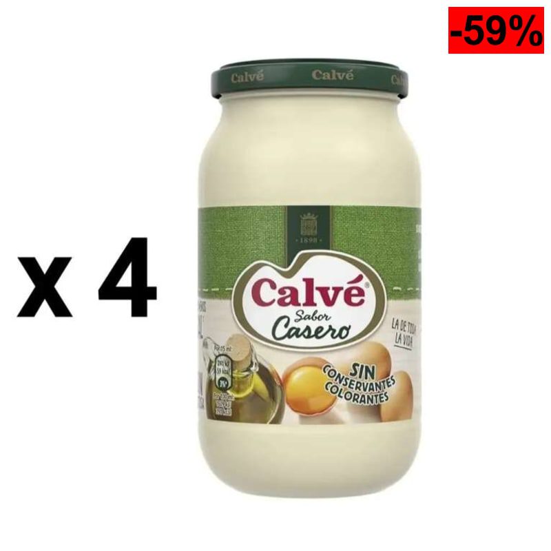 4 x Mayonesa casera Calvé frasco 430 ml [Unidad 1'09€] - oferta Amazon