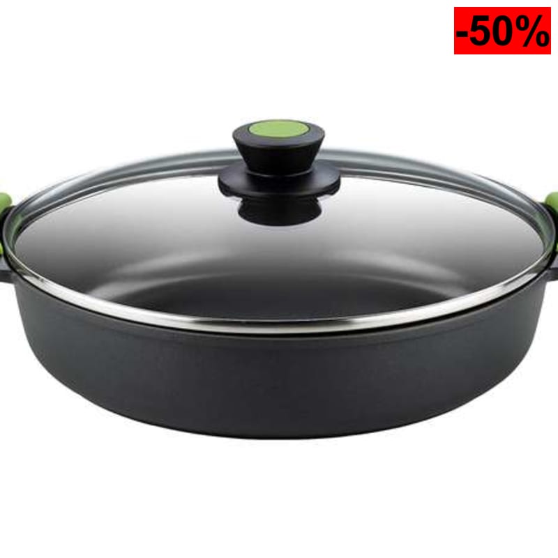BRA Prior | Cacerola baja con tapa de cristal y asas de silicona (Apta para Inducción y Horno) [BAJA MÁS] - oferta Amazon