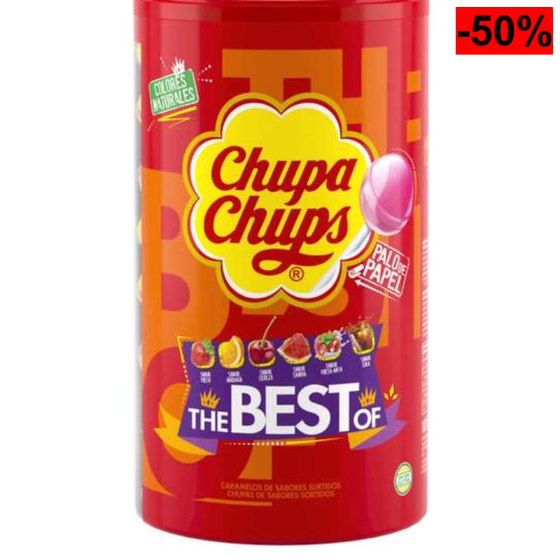 Chupa Chups Caramelos con palo de sabores surtidos (Paquete de 100) 21,29€ en CR - oferta Amazon