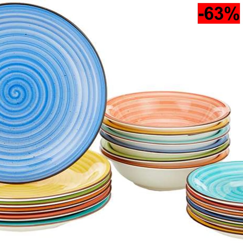 Tognana Art & Pepper Stoneware - Vajilla de 18 piezas, multicolor - oferta Amazon
