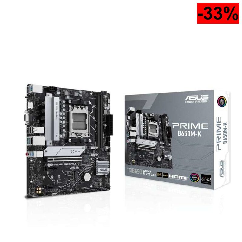 ASUS PRIME B650M-K: Placa Base Micro-ATX Socket AM5, DDR5, PCIe 4.0, M.2 NVMe y USB 3.2 Gen2 - oferta Amazon