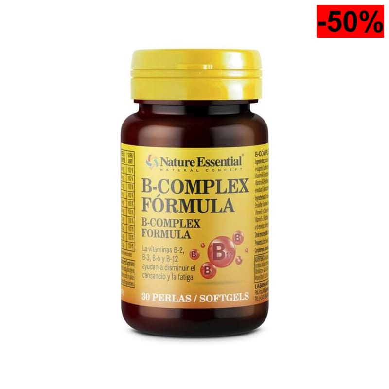 Nature Essential - B-complex Fórmula 500 mg - 30 Perlas - a Base de Vitaminas B, C, E y Biotina - ayudaa disminuir el cansacio y la fatiga - oferta Amazon