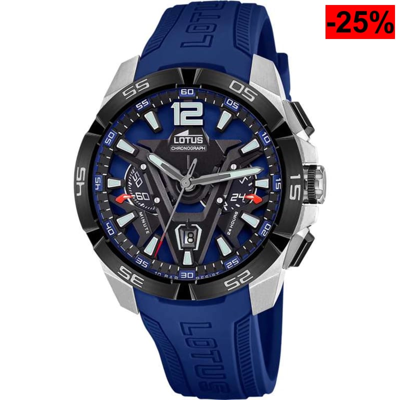 Reloj Lotus Vortex, cuarzo, caja acero inoxidable 316L, correa caucho, cristal mineral, 45,3 mm - oferta Amazon