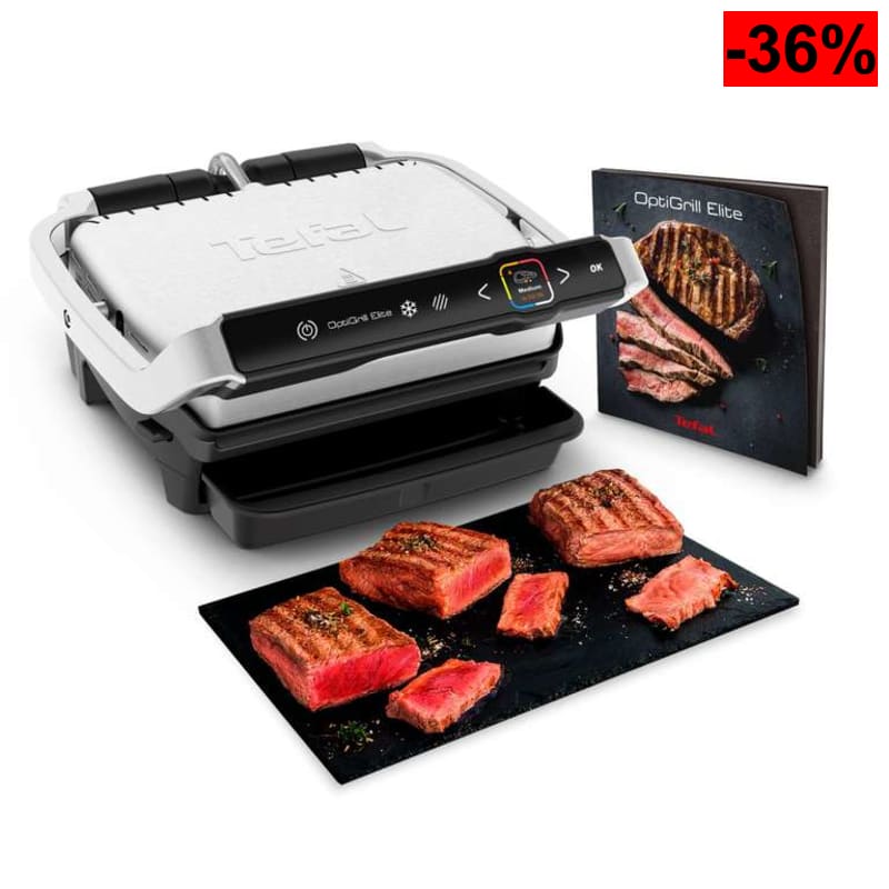 Tefal Optigrill Elite GC750D Grill parrilla eléctrica,sensor y 12 programas automáticos, sellado rápido, apto lavavajillas, sandwichera - oferta Amazon