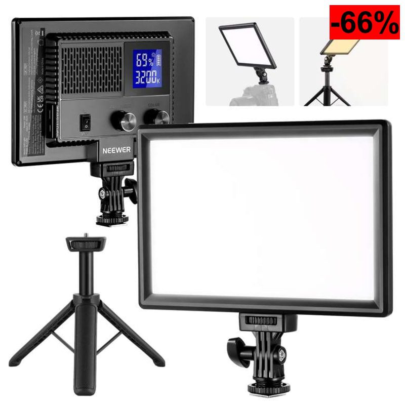 Panel de luz LED de Video de 9 Pulgadas, cámara DSLR Regulable con Mini trípode, batería de 4000mAh (Reaco Como Nuevo) - oferta Amazon