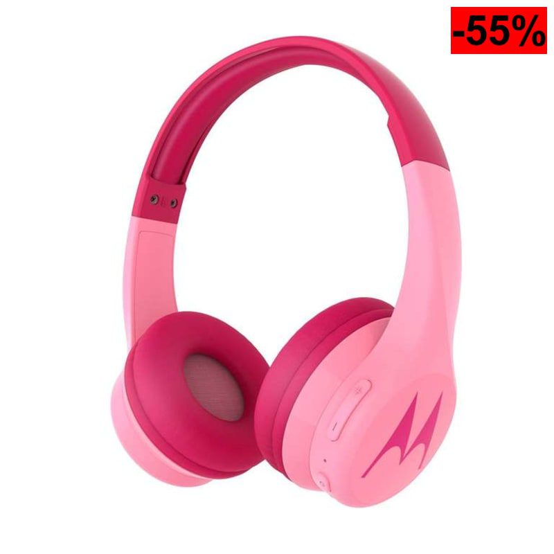 Auriculares Niños Motorola Squads 300 (Bluetooth, Límite 85dB, 24h Batería, Compartir Música, Rosa) - oferta Amazon
