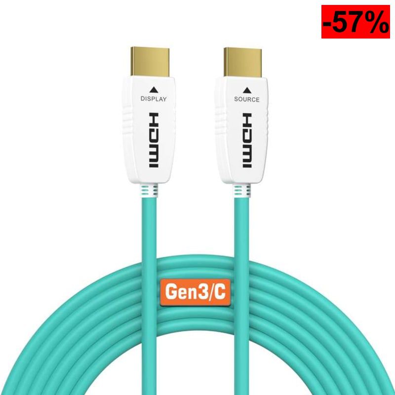 Cable HDMI 2.1 de Fibra Óptica 8K 30M, Ultra Alta Velocidad 48Gbps, Soporta 8K@60Hz, 4K@120Hz, HDR Dinámico, eARC, HDCP 2.2 - oferta Amazon