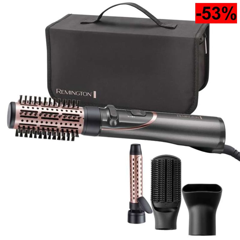 Remington Cepillo Giratorio de Aire Caliente 3 en 1, Volumen, Rizos y Estilos Suaves, 4 Accesorios - oferta Amazon