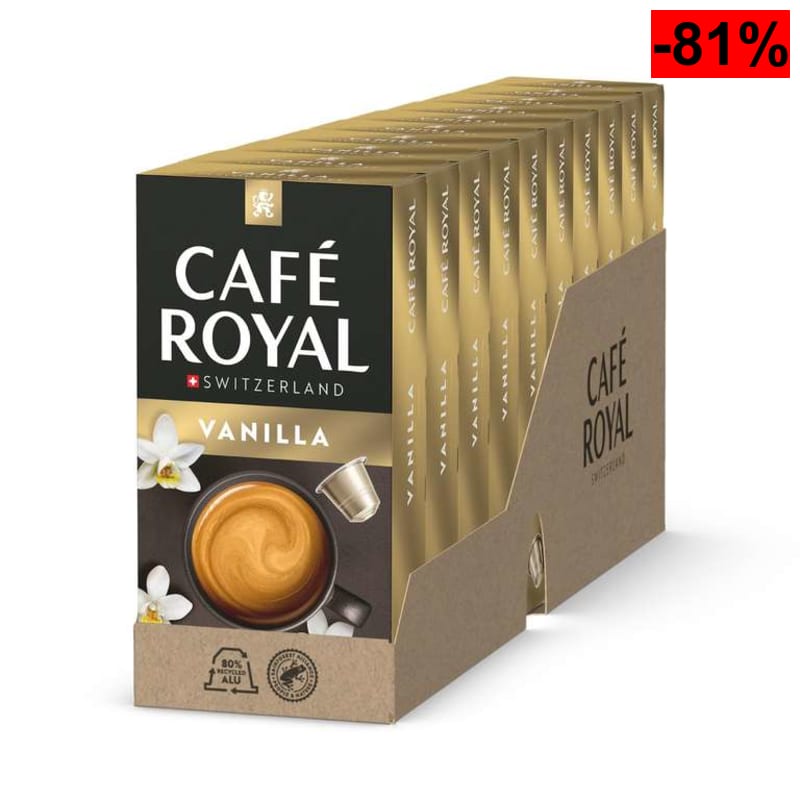 100 cápsulas Café Royal Vainilla Flavoured para cafetera Nespresso (100 unidades, 4/10 intensidad, certificado UTZ, 10 unidades) - oferta Amazon