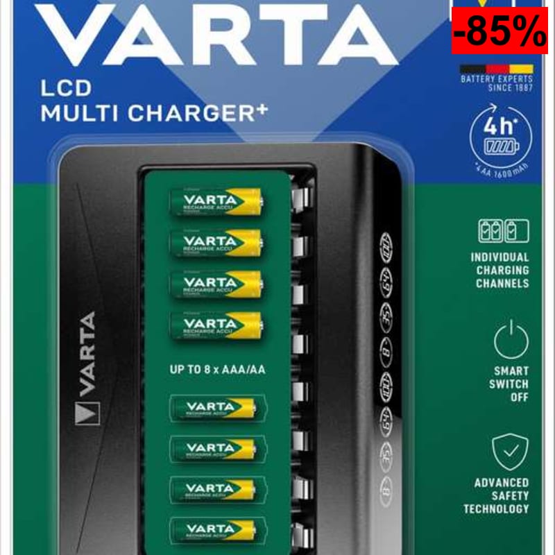 (Reaco - Muy bueno) VARTA Cargador de Pilas, cargador para pilas AA/AAA recargables, hasta 8 pilas recargables - oferta Amazon