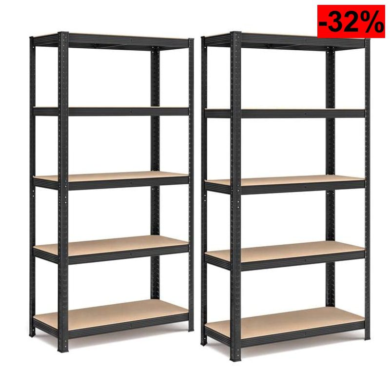 SONGMICS Juego de 2 Estanterías de 5 Niveles, Metálicas, Modular, Garaje, Almacén, Trastero, Cocina, Carga de 875 kg, 40 x 90 x 180 cm - oferta Amazon