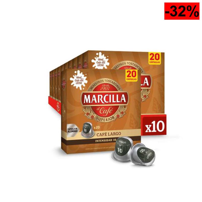 Marcilla Cápsulas de Café Largo | Intensidad 10 | 200 Cápsulas Compatibles Nespresso (R) - oferta Amazon