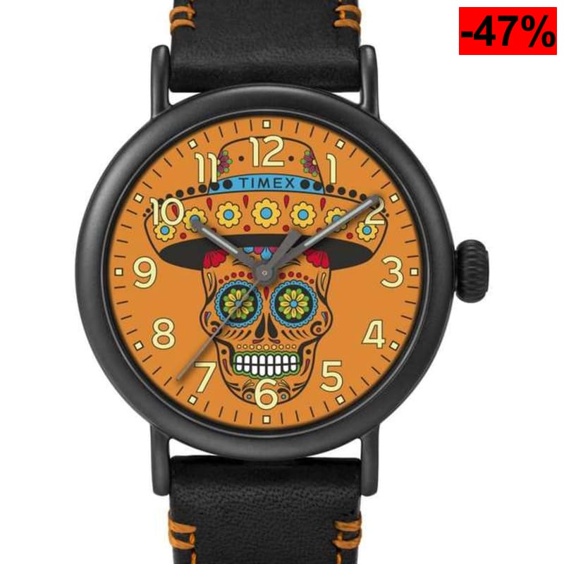 Reloj Timex Waterbury Dia de los Muertos con Correa de Cuero - oferta Amazon