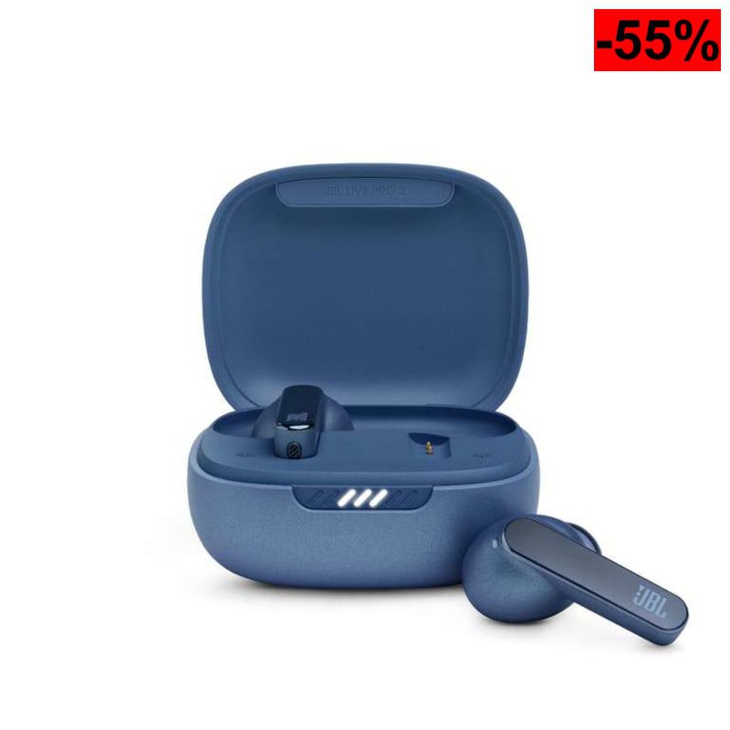 Auriculares JBL Live Pro 2: 40 H Tiempo de reproducción, cancelación de Ruido adaptativa, micrófono (Azul) VER DESCRIPCIÓN - oferta Amazon