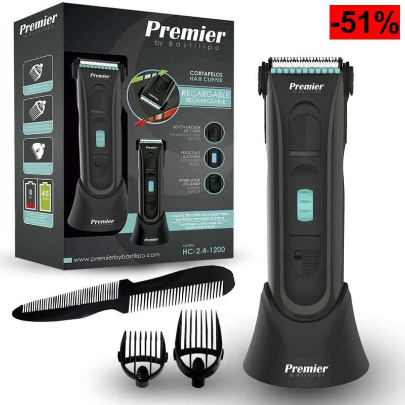 Premier by Bastilipo - Cortapelos Profesional 4 en 1 Hombre Recargable para cabello y barba con accesorios - oferta Amazon