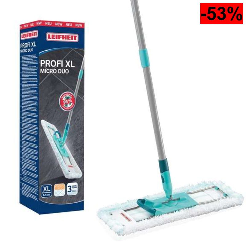 Leifheit Mopa Profi XL micro dúo con palo de acero, mopa flexible con articulación giratoria, mopa fregona para superficies grandes - oferta Amazon