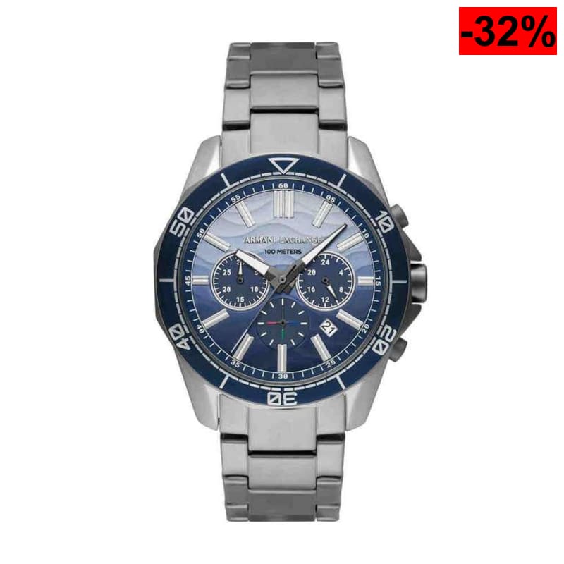 Armani Exchange Reloj Hombre, Movimiento cronógrafo de Cuarzo y Caja de 44mm con Correa de Acero Inoxidable - oferta Amazon
