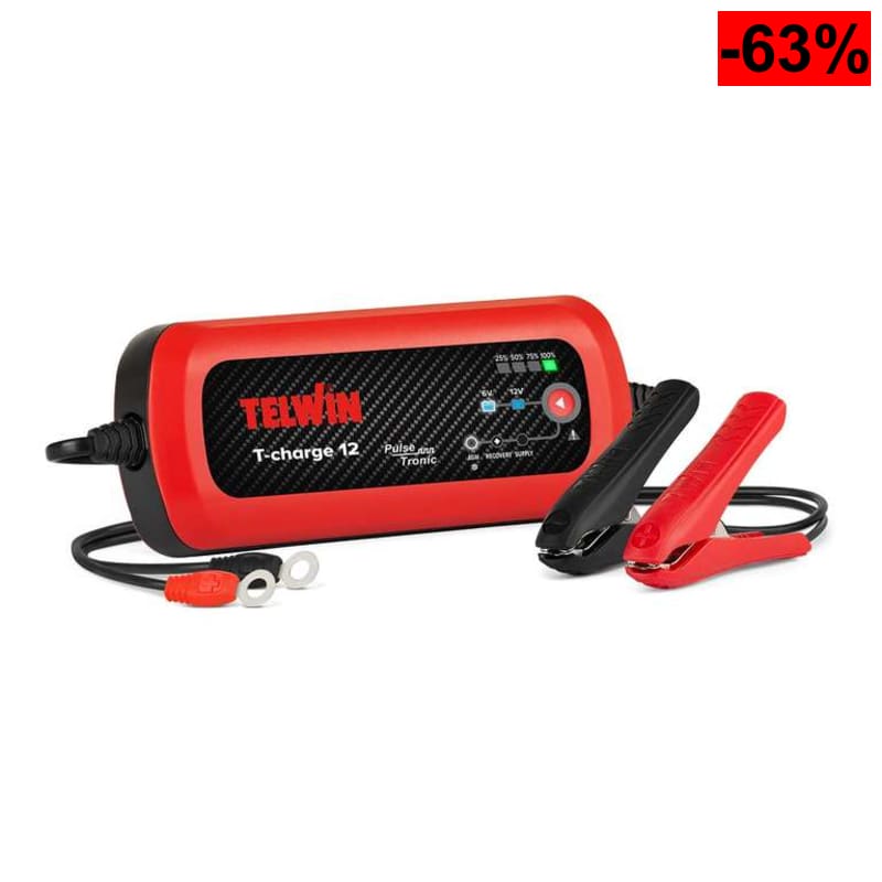 Telwin T-Charge 12: Cargador y mantenedor de carga electrónico multifunción 6/12 V, para coches y motos (Reaco Como Nuevo) - oferta Amazon