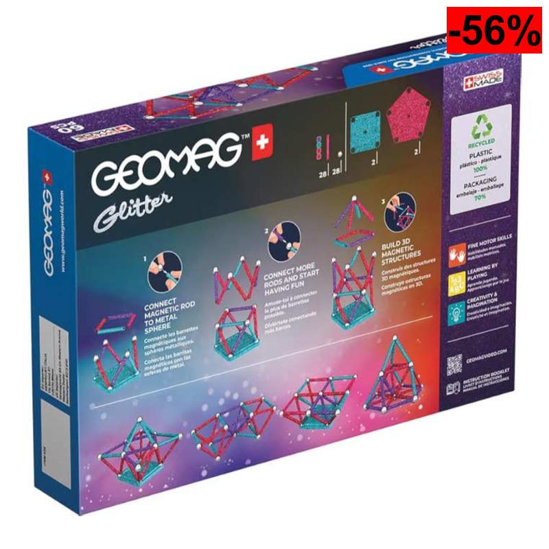 Geomag Glitter Panels Recycled Juego de construcción magnético, Regalo para niños y niñas, construcciones magnéticas, Juegos para niños. - oferta Amazon