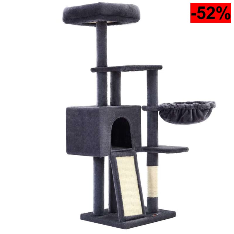 FEANDREA Árbol para Gatos, 135 cm, de Felpa de Varios Niveles, con Plataforma con Cubierta Extraíble y Lavable, Rascador, Cesta, Cueva - oferta Amazon