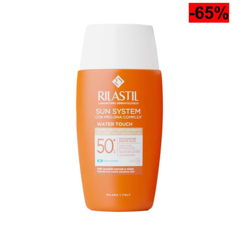 Rilastil Sun System Fotoprotector Water Touch SPF50+ Con Color, Protector Solar Facial Ligero de Base Acuosa, Resistente, Ácido Hialurónico - oferta Amazon