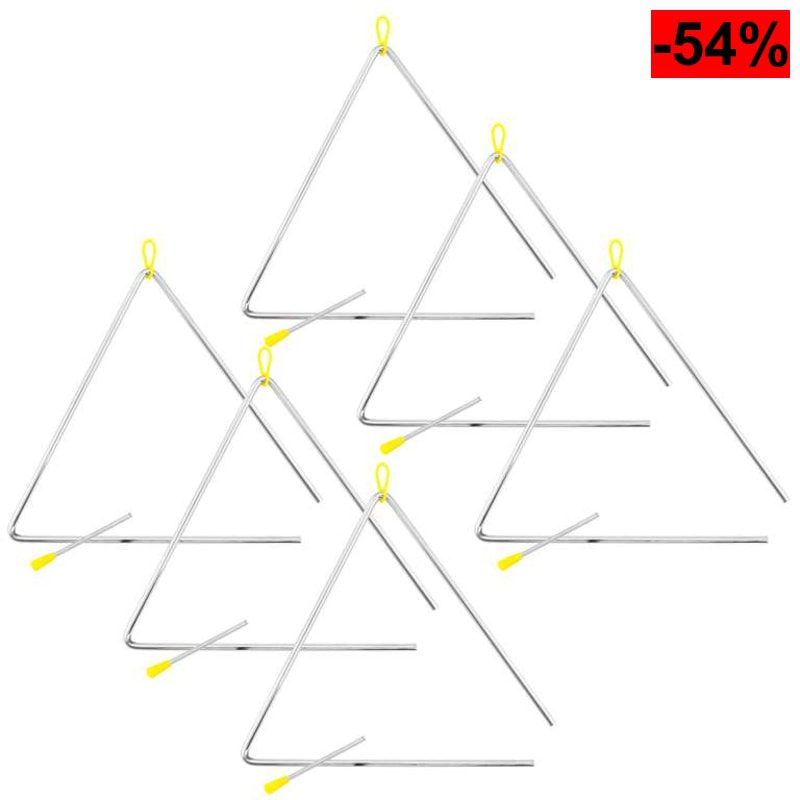 6 Triangulos Musicales TIGER Acero Inoxidable 12" - oferta Amazon