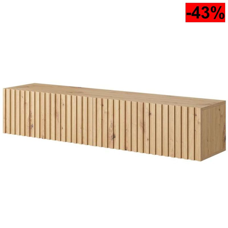 Selsey Telire - Mueble de TV Colgante - Roble Artesano con Frente de Lamas - 140 cm - oferta Amazon