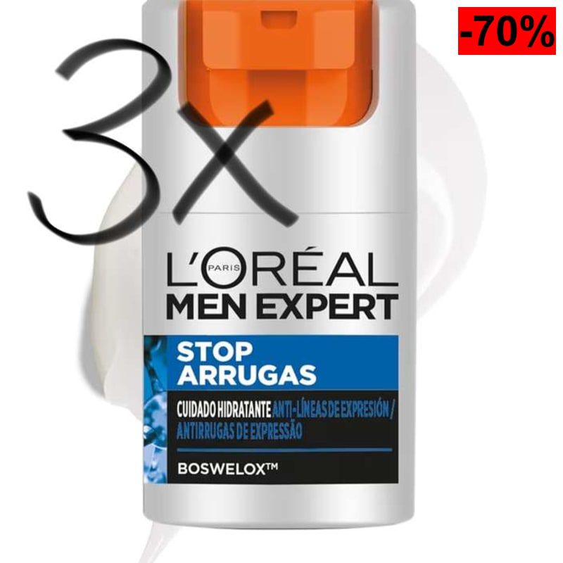 3 x L'Oreal Paris Men Expert Cuidado hidratante anti-arrugas de expresión Stop Arrugas, 50 ml - oferta Amazon