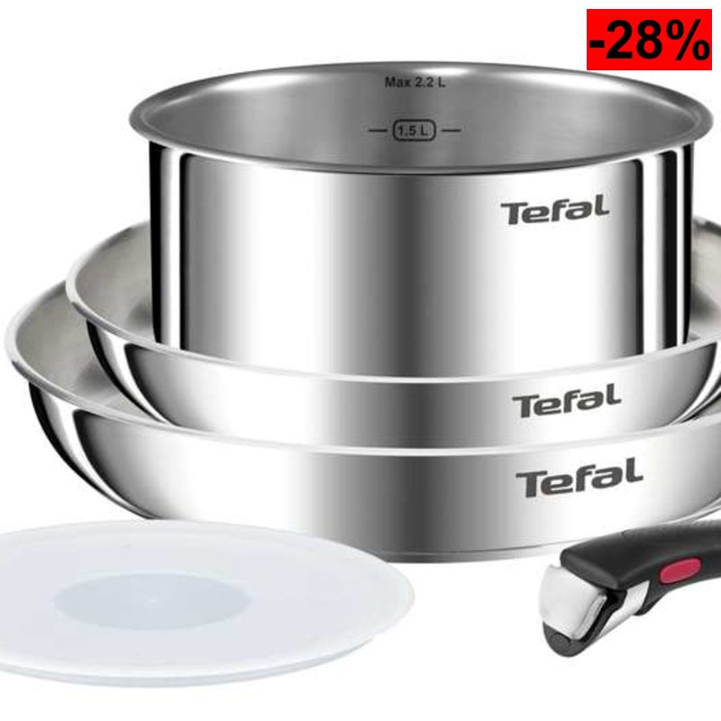 Tefal Ingenio Emotion - Sartenes 22/26 cm + Cazo 18 cm + Mango extraíble, Apto inducción, antiadherentes, titanio - oferta Amazon