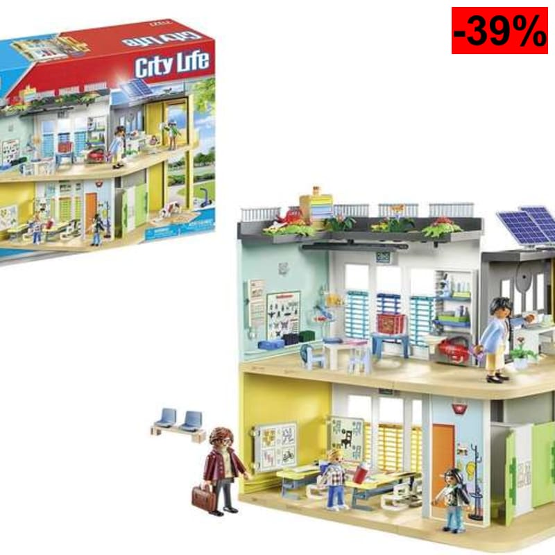 PLAYMOBIL City Life Colegio (71327) ¡Edificio escolar sin barreras, con ascensor y repleto de accesorios! - oferta Amazon