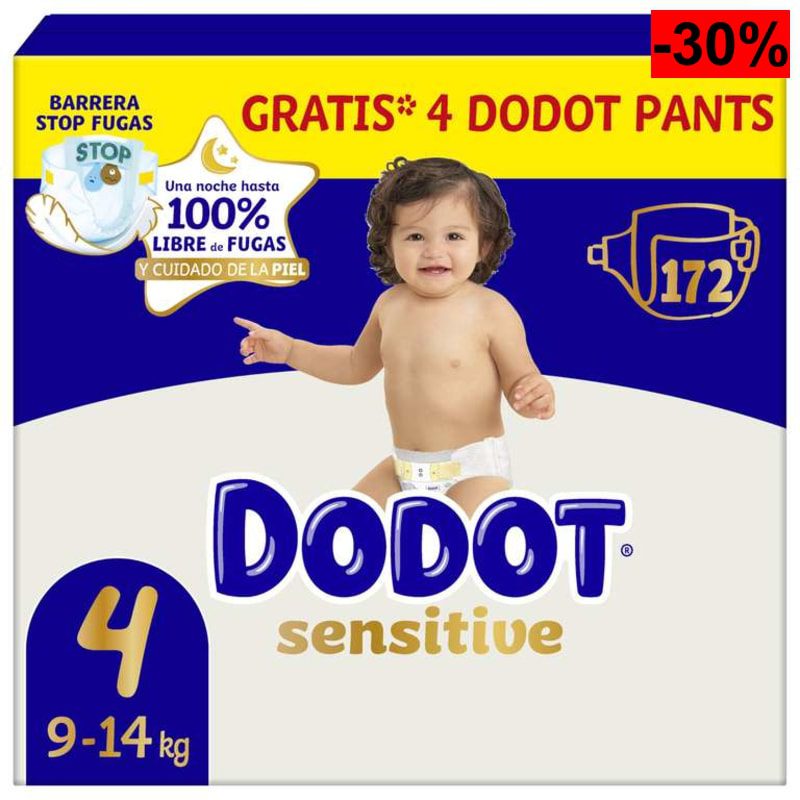 Dodot Pañales Bebé Sensitive Talla 4, 172 Pañales, 9kg - 14kg, Óptima Protección de la Piel de Dodot - oferta Amazon