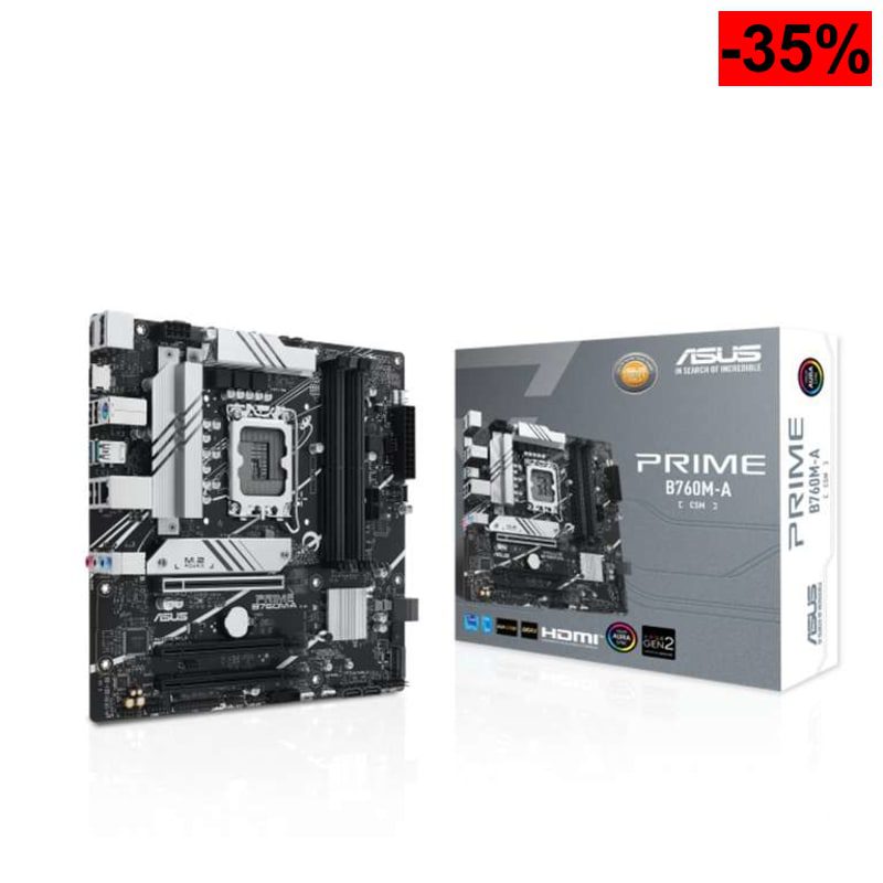 ASUS Prime B760M-A CSM (Placa base Micro-ATX para Socket Intel LGA 1700, compatibilidad con memoria DDR5, PCIe 4.0, doble ranura M.2) - oferta Amazon