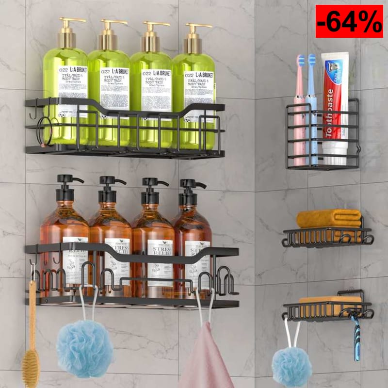 5 Estantes de Ducha de Acero Inoxidable sin Taladrar - oferta Amazon