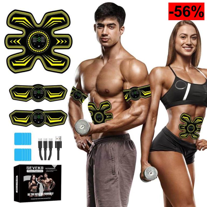 Electroestimulador Muscular Abdominal EMS con Cinturón, 8 Modos, 15 Intensidades y 10 Hidrogeles de Repuesto - oferta Amazon