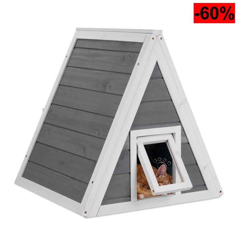 Casita Mascotas Madera, para Exterior, 54 x 52 x 64 cm - oferta Amazon