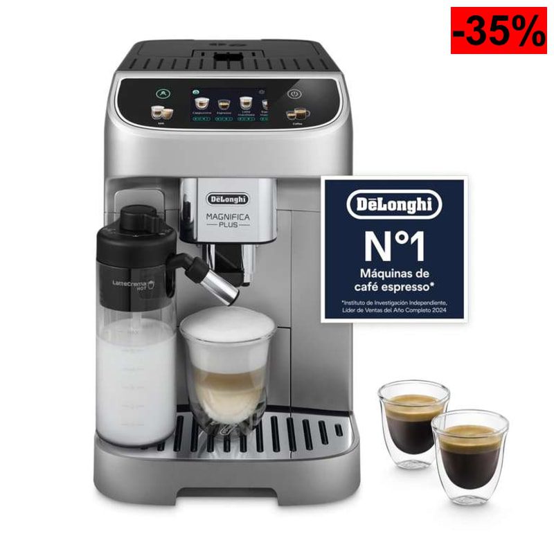 Cafetera Superautomática De'Longhi Magnifica Plus (Jarra automática LatteCrema Hot, 18 bebidas One-Touch, pantalla táctil a color) - oferta Amazon