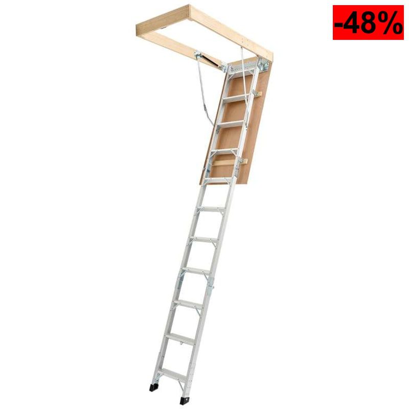 Escalera de Ático, Capacidad de 170kg, Altura Ajustable de 3 a 3,13m, Plegable - oferta Amazon