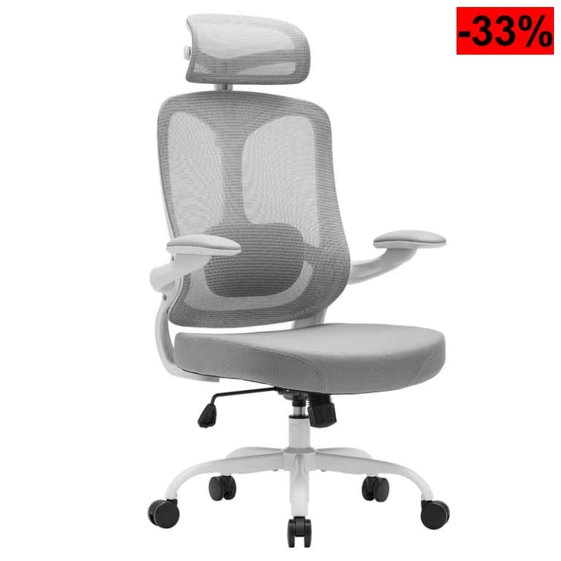 Silla de Escritorio con Reposacabezas Ajustable para Oficina en Casa, Silla Giratoria de Malla Ajustable (Blanco) - oferta Amazon