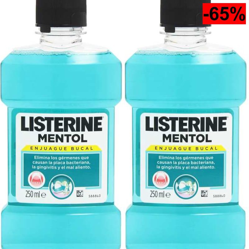 Listerine Enjuague Bucal, Mentol, 250 ml (Paquete de 2) - oferta Amazon