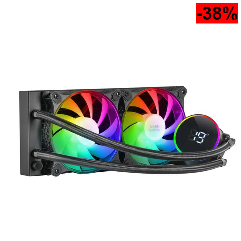 Refrigeración Líquida AIO Mars Gaming ML-LCD240 (TDP 500W, Pantalla LCD, 2x Ventiladores ARGB 120mm, Bomba 3ª Gen) - oferta Amazon