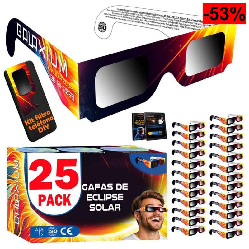 Gafas Eclipse Solar Homologadas ISO 12312-2 | Gafas para Ver Eclipse Solar | Gafas de Eclipse Solar Homologadas 2026 25 unidades - oferta Amazon