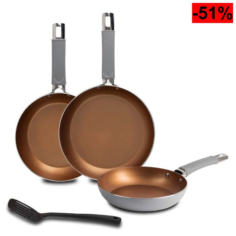 Juego 3 sartenes + espátula - oferta Amazon