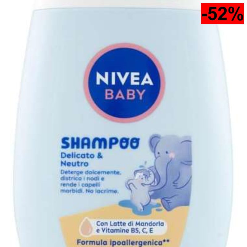 NIVEA Baby Champú suave y neutro de 200 ml, con protección contra las lágrimas, sin sulfatos para cabello suave y sin enredos - oferta Amazon