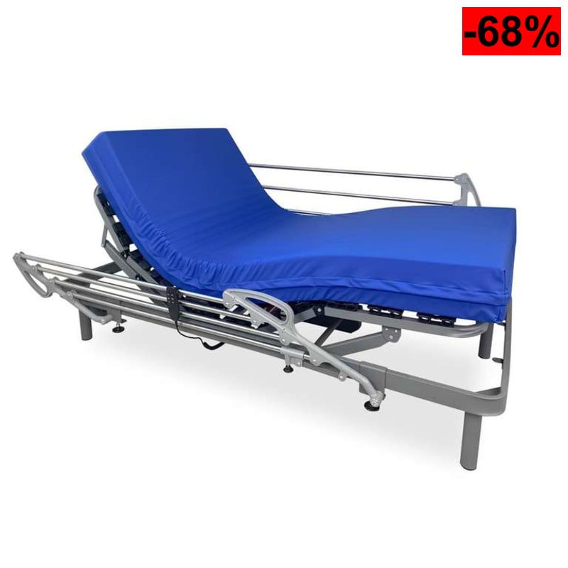 Pack Cama Eléctrica Articulada Reforzada Ergomedic Pro + Colchón Sanitario Sanipur + Barandillas INOX, 90x190 - oferta Amazon