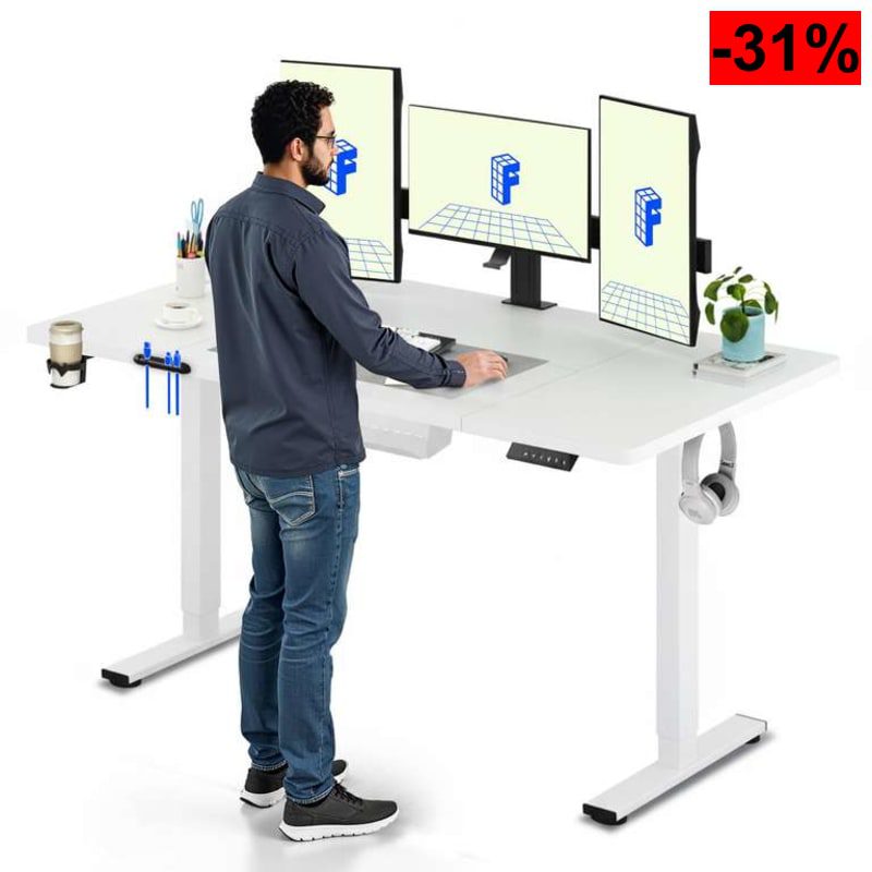 FLEXISPOT Escritorio Elevable Eléctrico 160x60cm Mesa Elevable Standing Desk Regulable con Memoria Sistema Anticolisión Carga 100KG - oferta Amazon