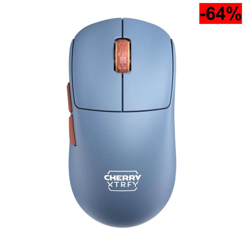 Ratón Gaming Inalámbrico CHERRY XTRFY M68 Wireless (Ultraligero, 2,4 GHz, E-sports, Forma Simétrica, Azul) - oferta Amazon