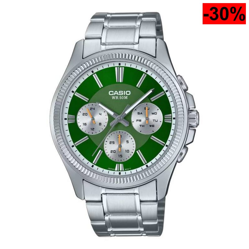 Reloj Casio Timeless Collection MTP-1375PD-3AVEF (Esfera verde, multifunción, acero) - oferta Amazon