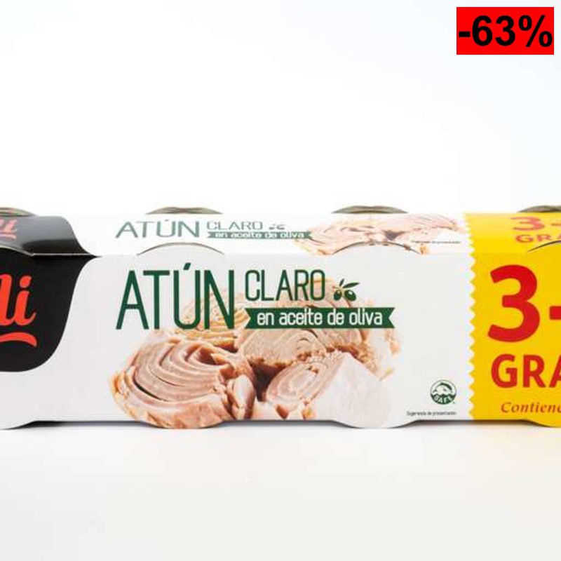 Pack Atun claro en aceite de oliva DIDI, 3+1 4×70gr - oferta Amazon
