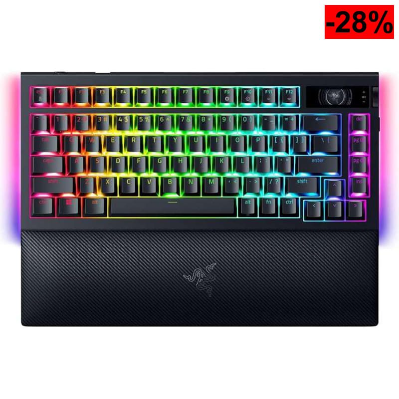 Razer BlackWidow V4 Pro 75% - Teclado mecánico gaming inalámbrico con pantalla OLED, dial de comandos, reposamanos magnético - Layout US - oferta Amazon