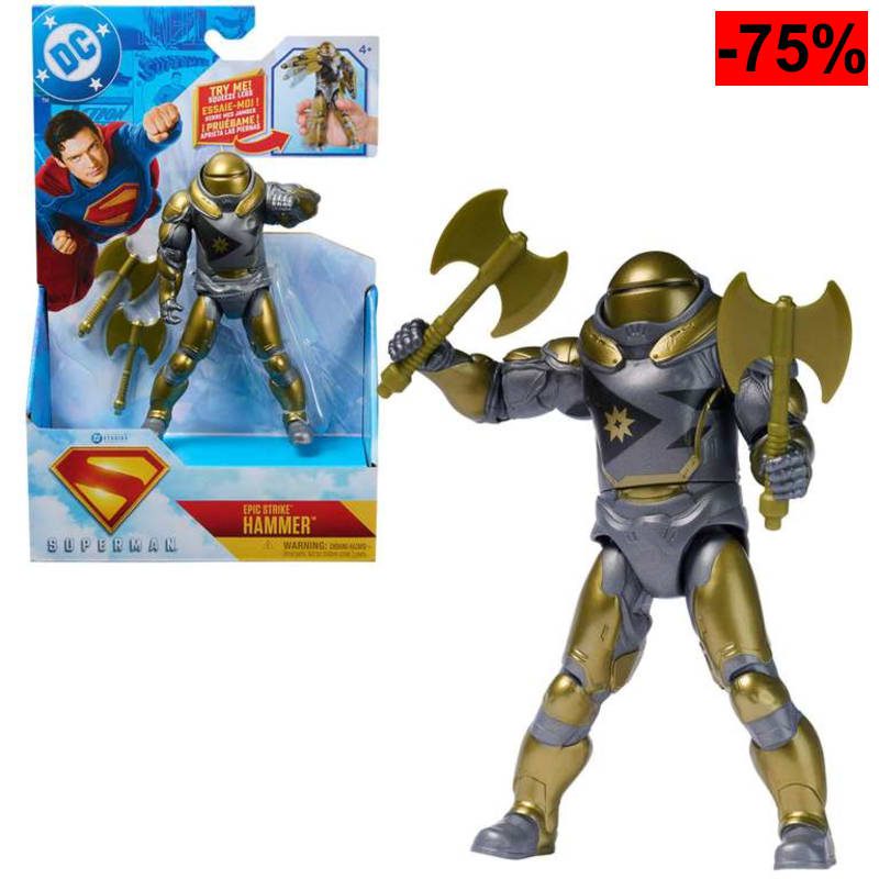 DC Comics, Superman, Hammer de Boravia, Figura de acción Epic Strike, 15 cm, Estilo como el de la película, Incluye 2 Accesorios, - oferta Amazon